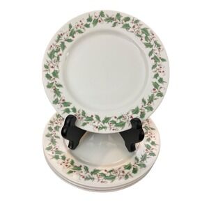Casa Mia Christmas Collection Fiesta Dinnerware Holly Berry Plates Set of 4